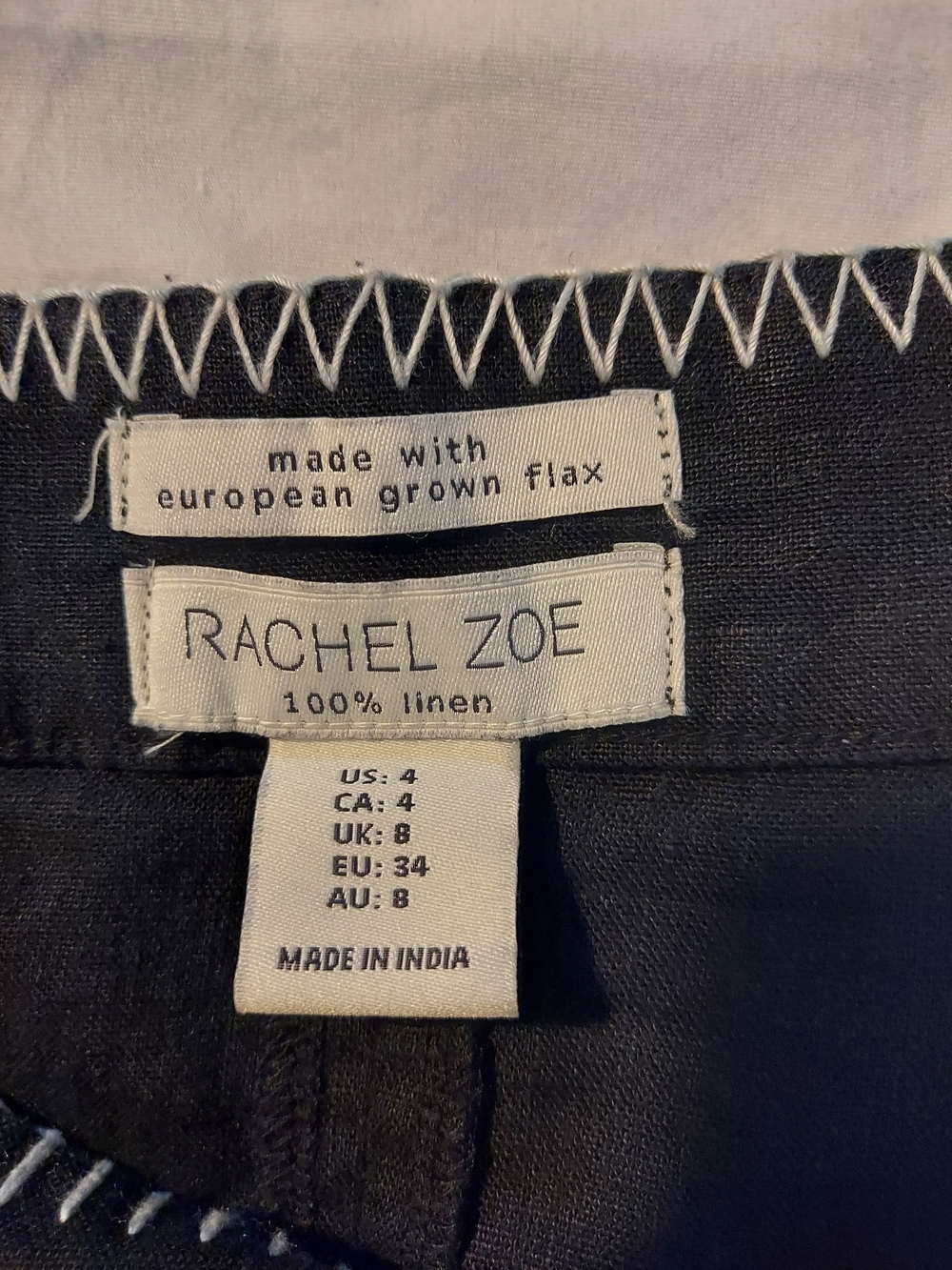 Rachel Zoe Black Linen Maxi Skirt with White Whipstitch Trim - Picture 3 of 8